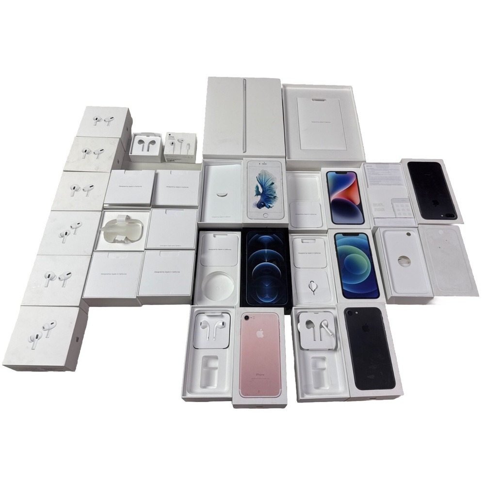 16 Empty Apple Boxes Lot Ipad iPhones AirPods Lightening Connector Headphones 2i
